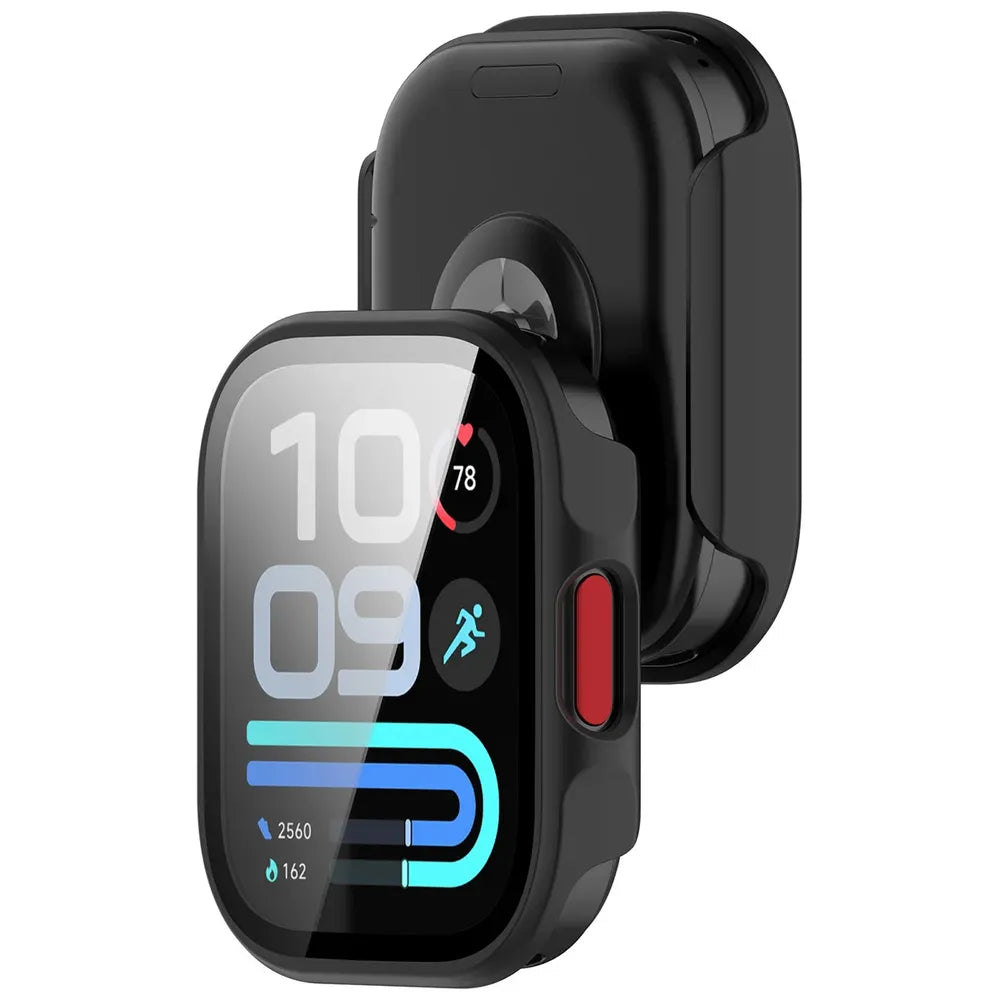 Handyhülle mit Glas für Xiaomi Redmi Watch 6 Lite, Bizon Case Watch Adamo, mattes Schwarz (1/8)
