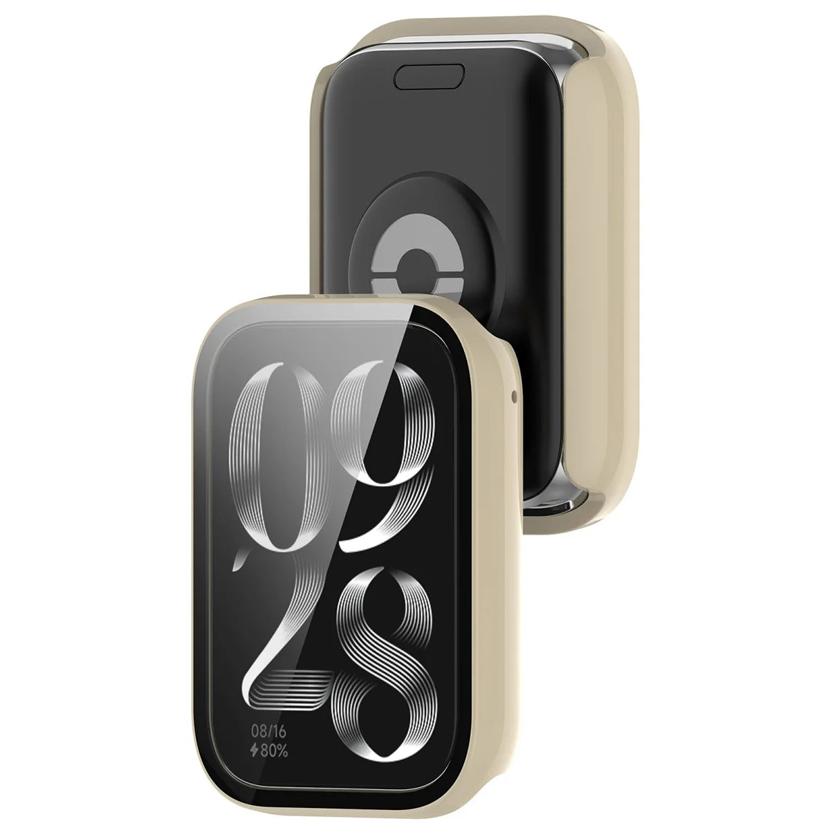 Schutzhülle mit Glas für Xiaomi Smart Band 10 Pro, Bizon Case Watch Adamo, Beige