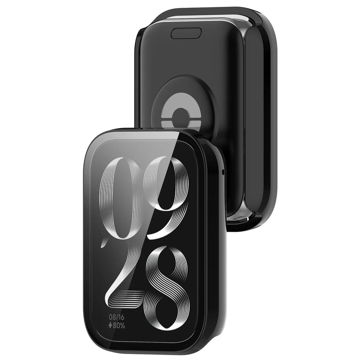 Schutzhülle mit Glas für Xiaomi Smart Band 10 Pro, Bizon Case Watch Adamo, Schwarz
