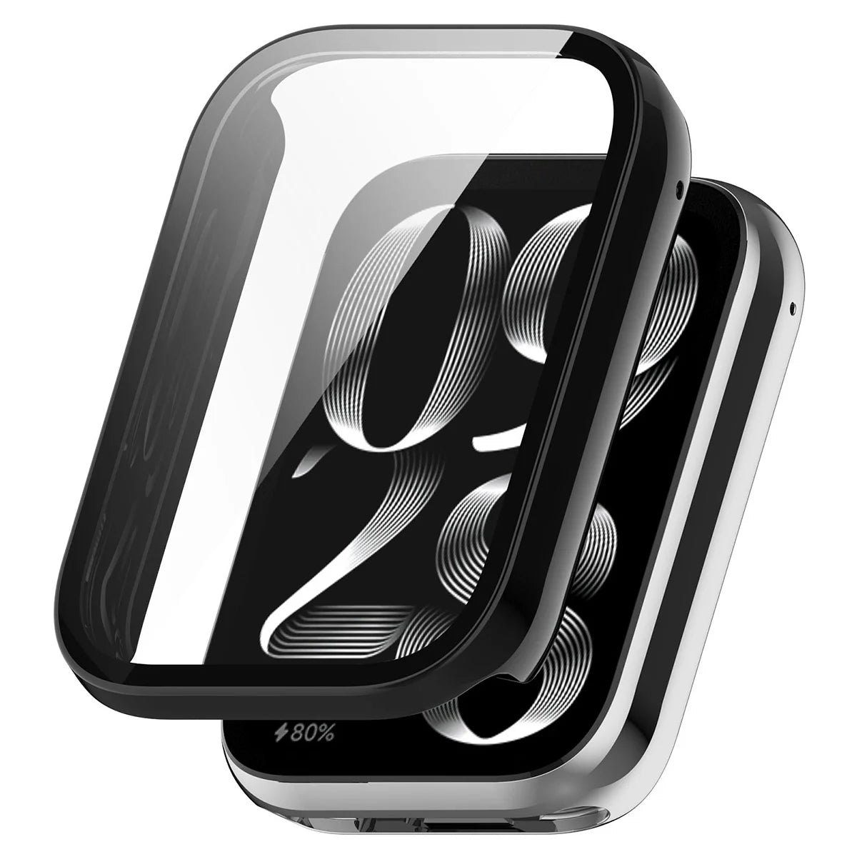 Schutzhülle mit Glas für Xiaomi Smart Band 10 Pro, Bizon Case Watch Adamo, Schwarz