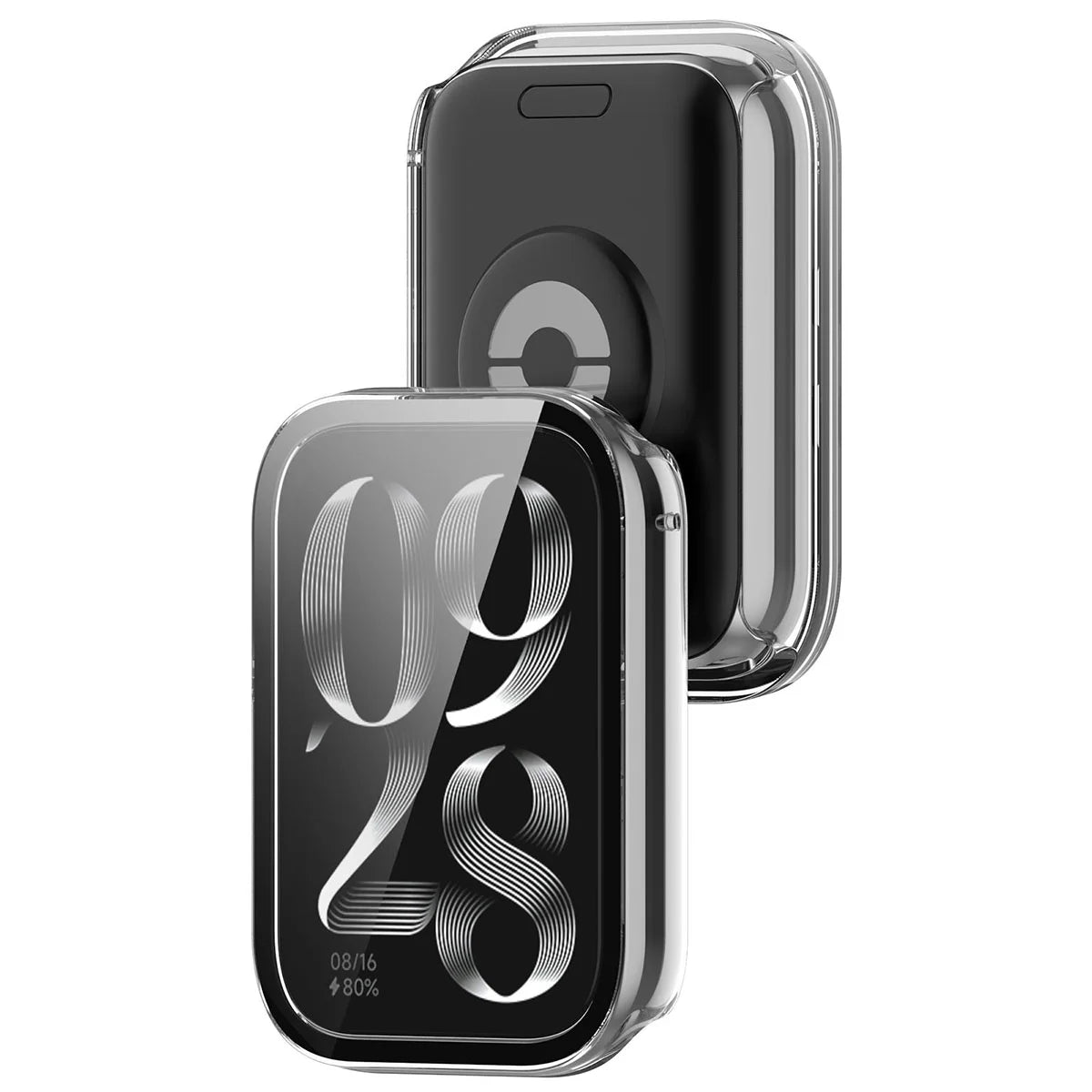 Schutzhülle mit Glas für Xiaomi Smart Band 10 Pro, Bizon Case Watch Adamo, Transparent