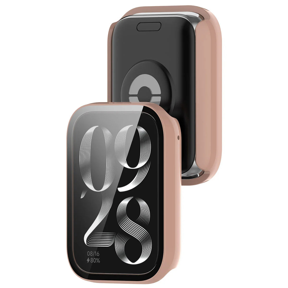 Schutzhülle mit Glas für Xiaomi Smart Band 10 Pro, Bizon Case Watch Adamo, Rosa