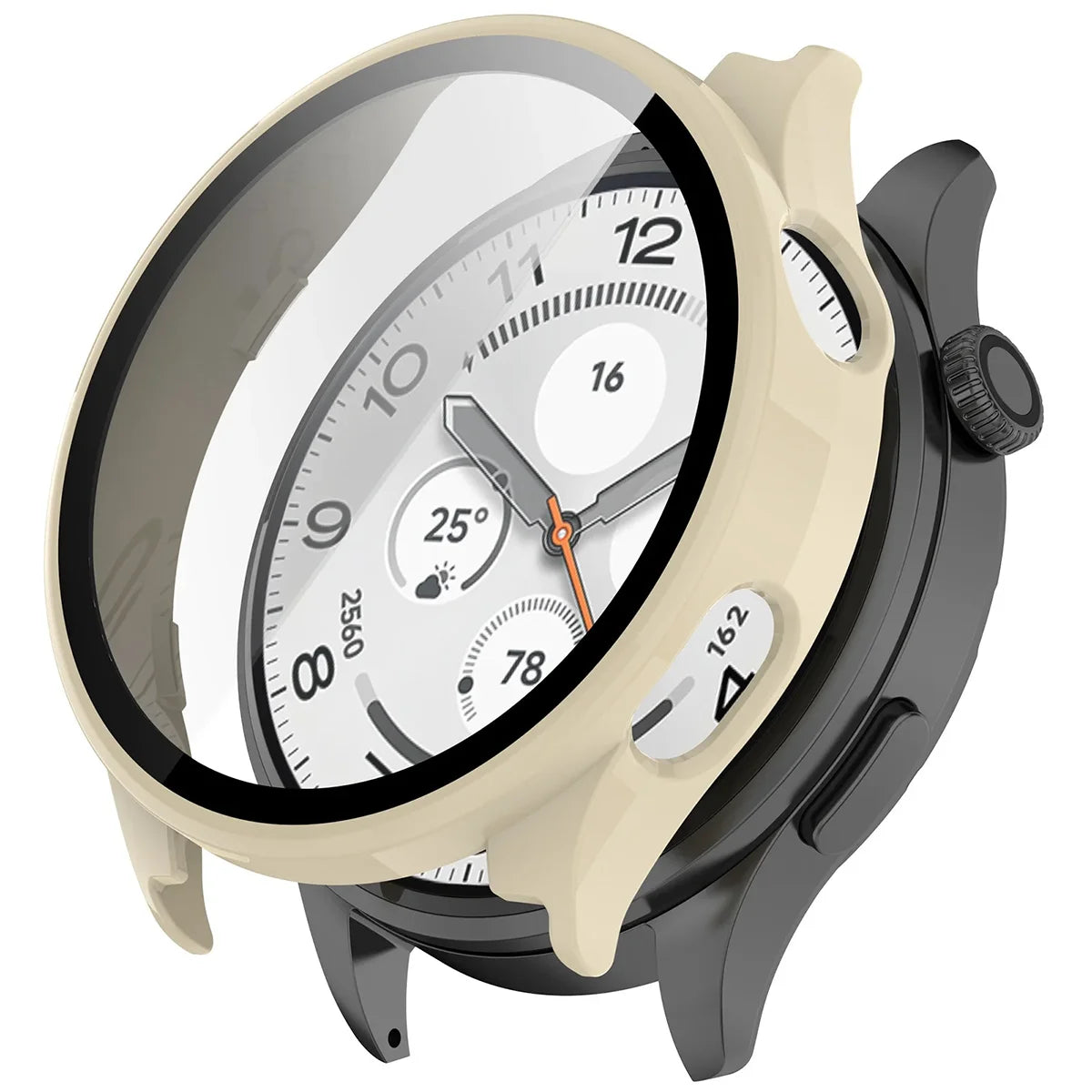 Schutzhülle mit Glas für Xiaomi Watch 5, Bizon Case Watch Adamo, Beige