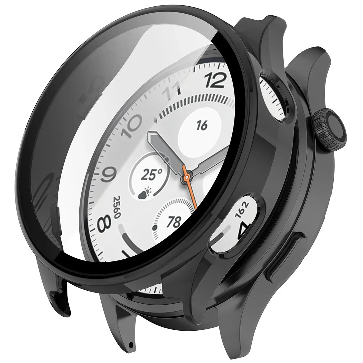 Schutzhülle mit Glas für Xiaomi Watch 5, Bizon Case Watch Adamo, mattes Schwarz