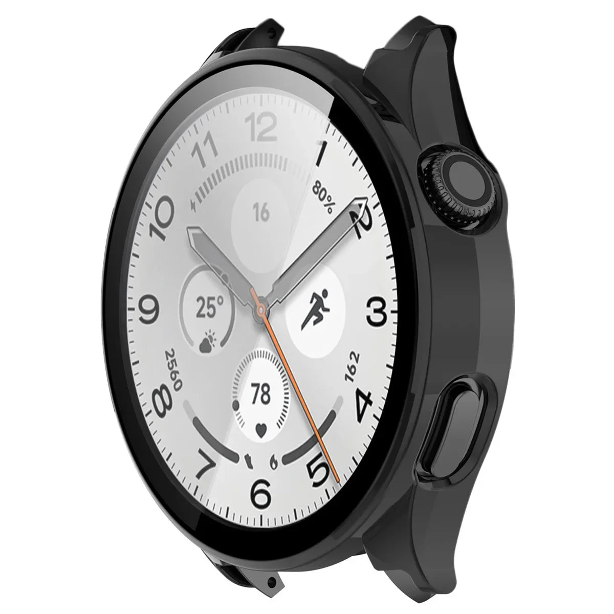 Schutzhülle mit Glas für Xiaomi Watch 5, Bizon Case Watch Adamo, mattes Schwarz