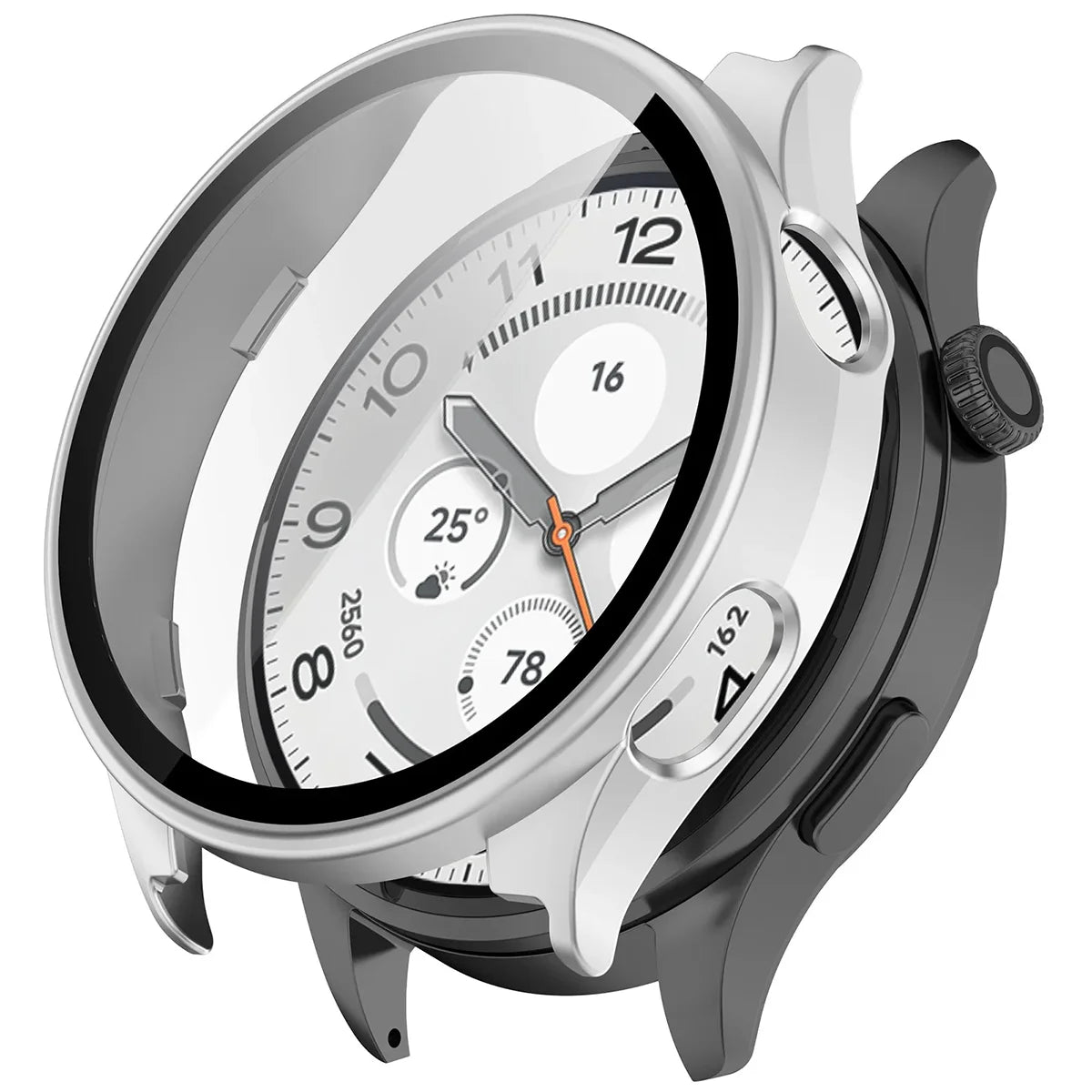 Schutzhülle mit Glas für Xiaomi Watch 5, Bizon Case Watch Adamo, satiniertes Silbern