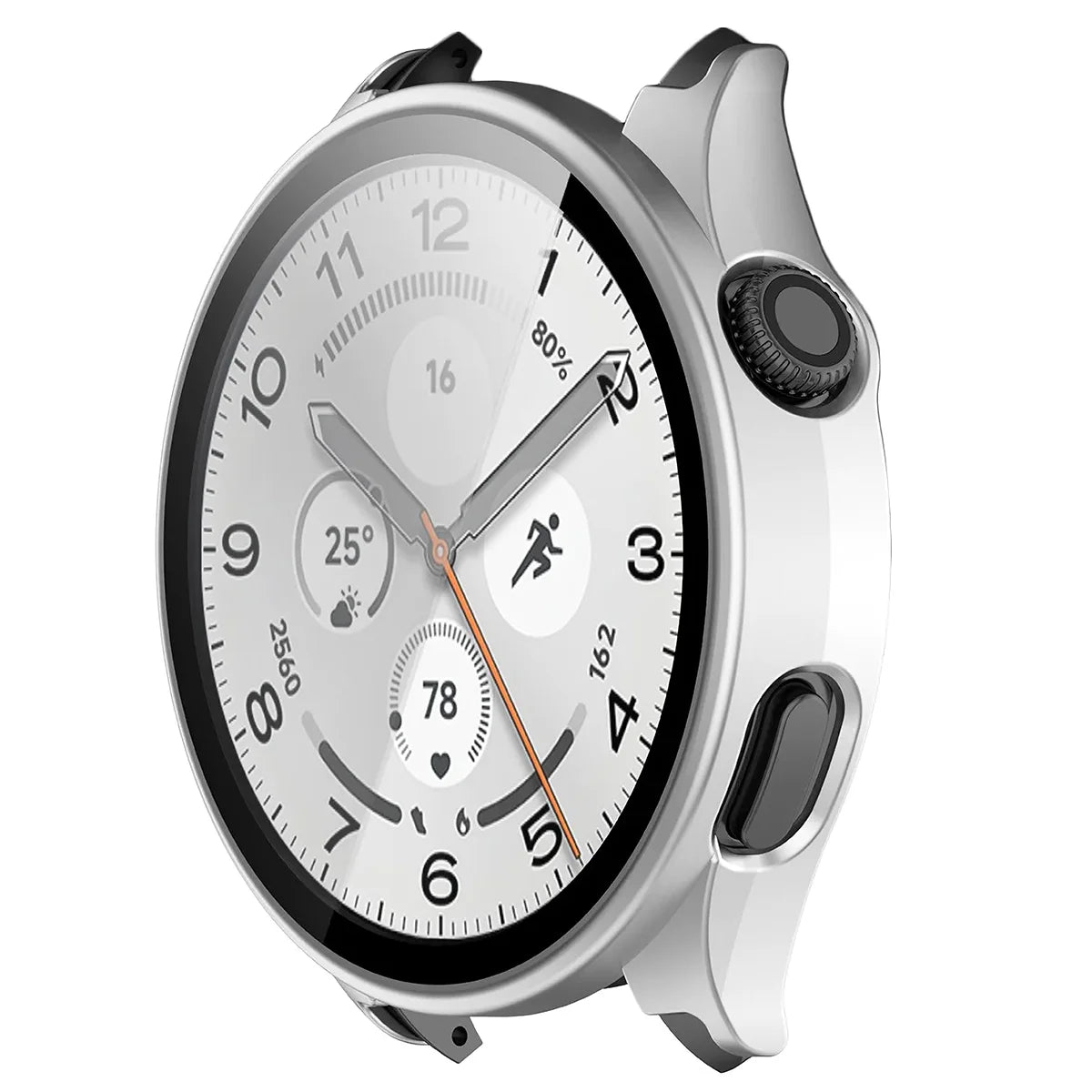 Schutzhülle mit Glas für Xiaomi Watch 5, Bizon Case Watch Adamo, satiniertes Silbern