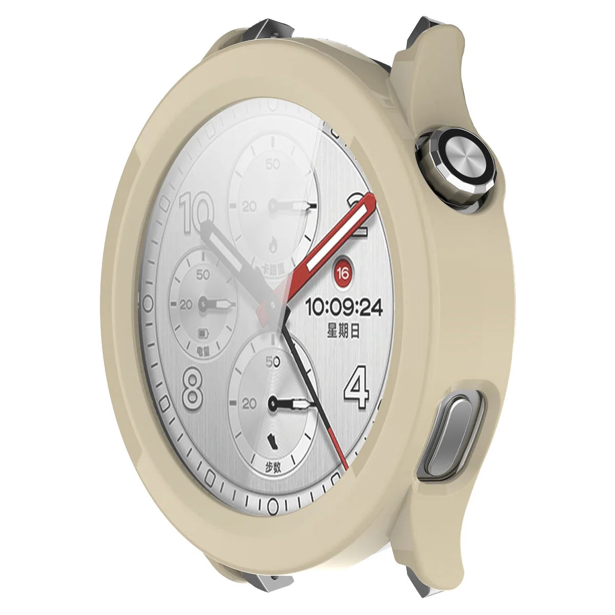 Schutzhülle mit Glas für Xiaomi Watch S5, Bizon Case Watch Adamo, Beige