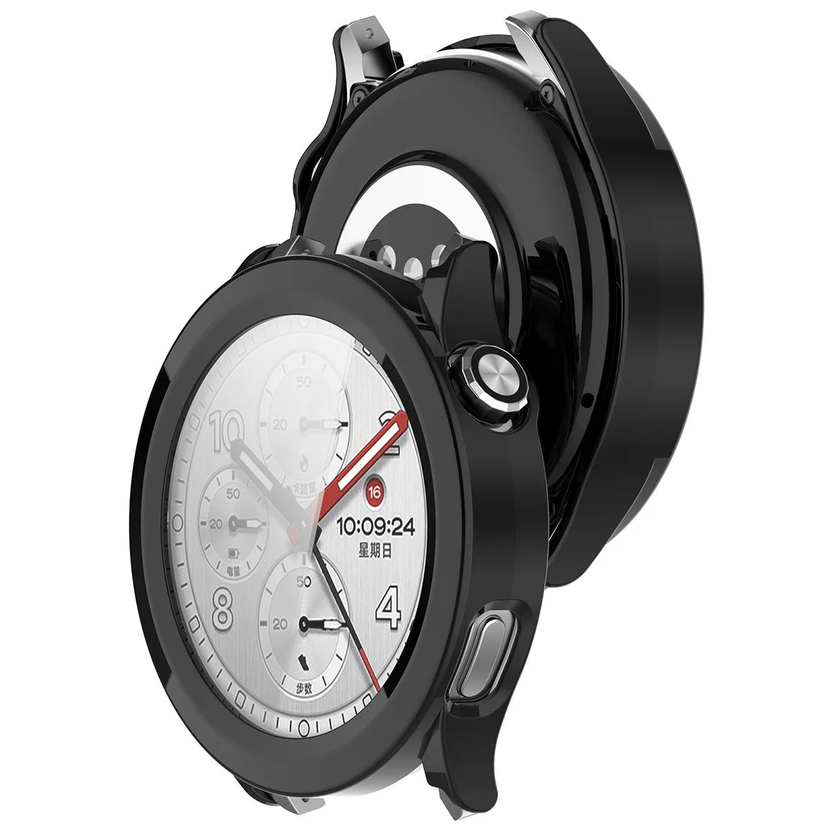 Schutzhülle mit Glas für Xiaomi Watch S5, Bizon Case Watch Adamo, Schwarz