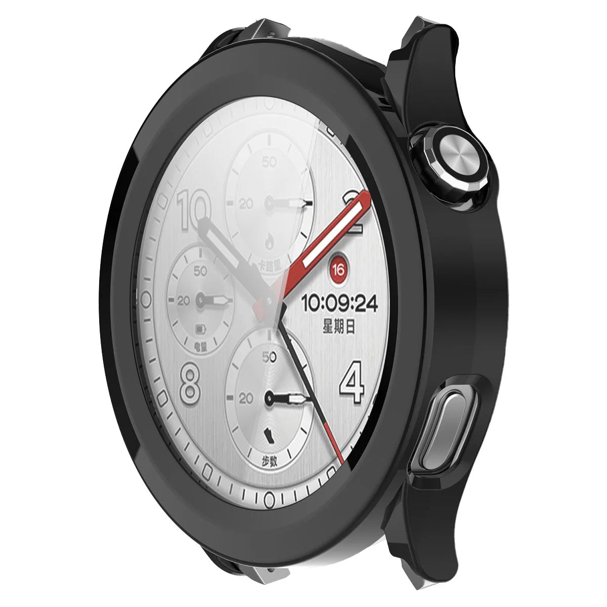 Schutzhülle mit Glas für Xiaomi Watch S5, Bizon Case Watch Adamo, Schwarz
