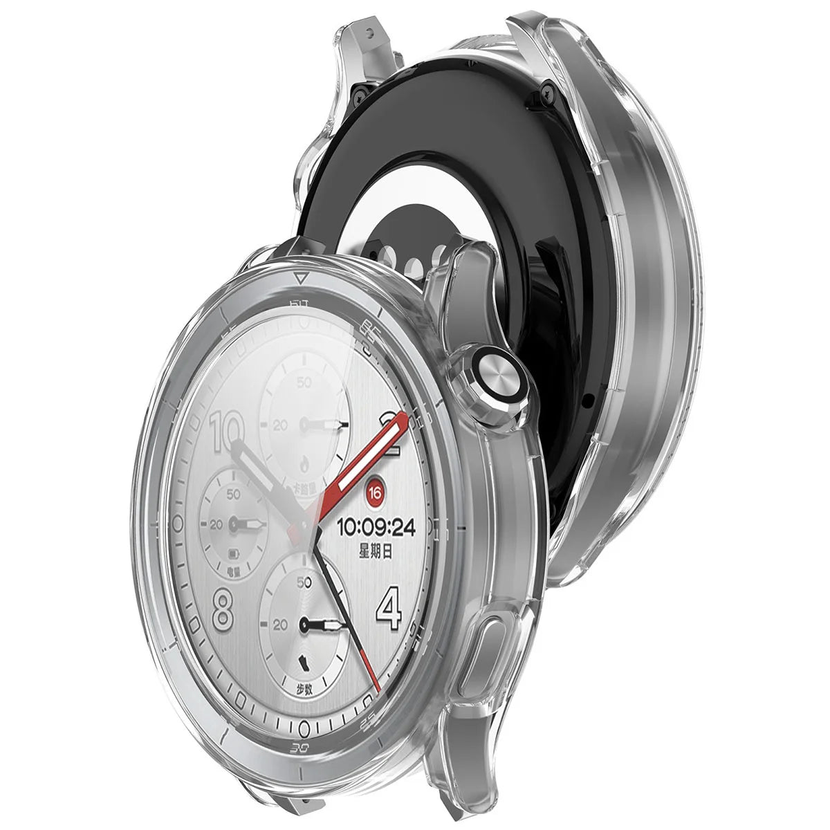 Schutzhülle mit Glas für Xiaomi Watch S5, Bizon Case Watch Adamo, Transparent