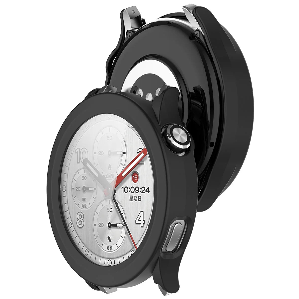 Schutzhülle mit Glas für Xiaomi Watch S5, Bizon Case Watch Adamo, mattes Schwarz