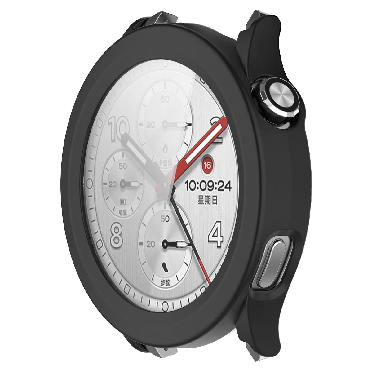 Schutzhülle mit Glas für Xiaomi Watch S5, Bizon Case Watch Adamo, mattes Schwarz