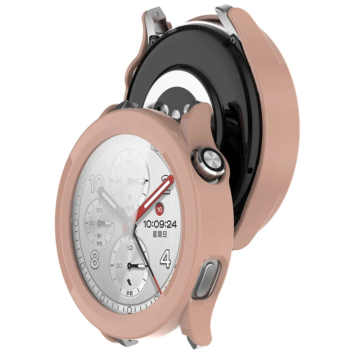 Schutzhülle mit Glas für Xiaomi Watch S5, Bizon Case Watch Adamo, Rosa