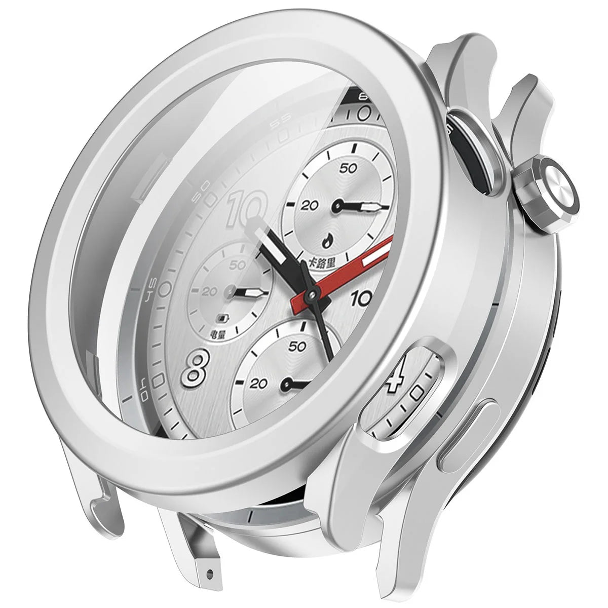 Schutzhülle mit Glas für Xiaomi Watch S5, Bizon Case Watch Adamo, satiniertes Silbern