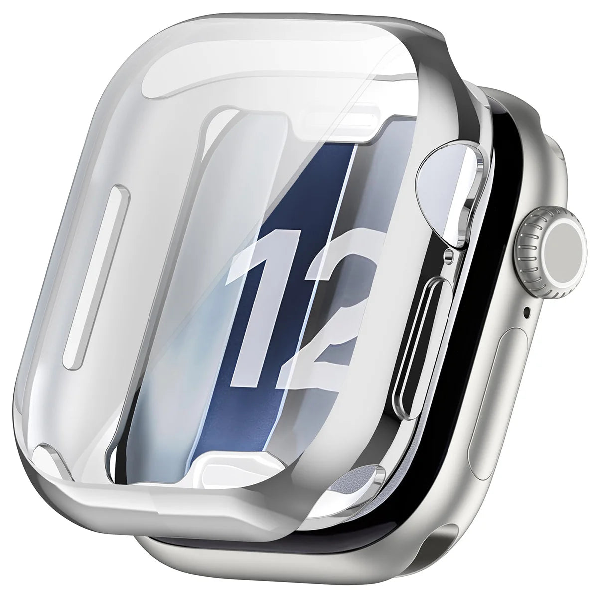 Schutzhülle für Apple Watch Series 12 42mm, Bizon Case Watch Felipe, Silbern (7/8)