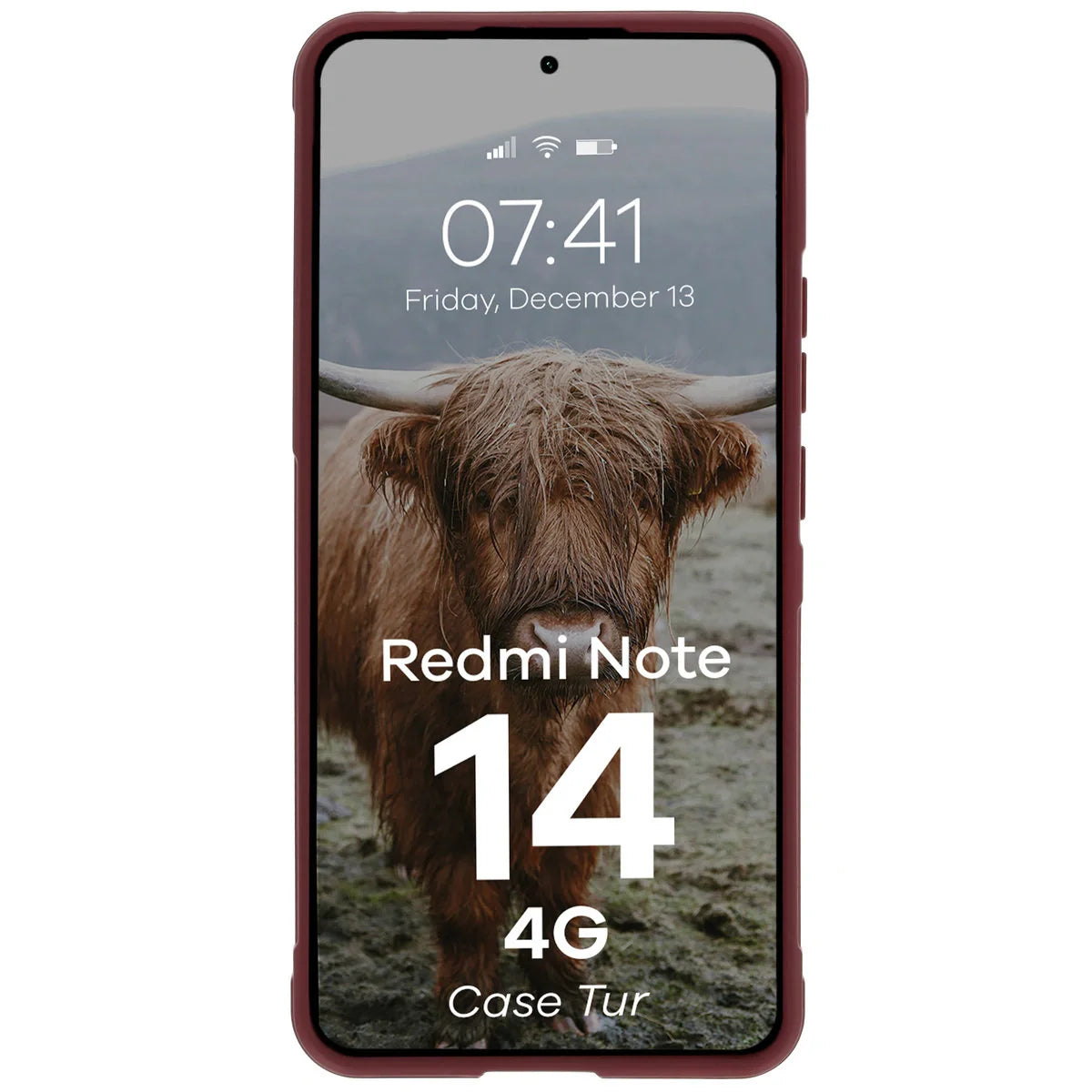 Robuste Handyhülle für Xiaomi Redmi Note 14 4G, Bizon Case Tur, Burgunderrot