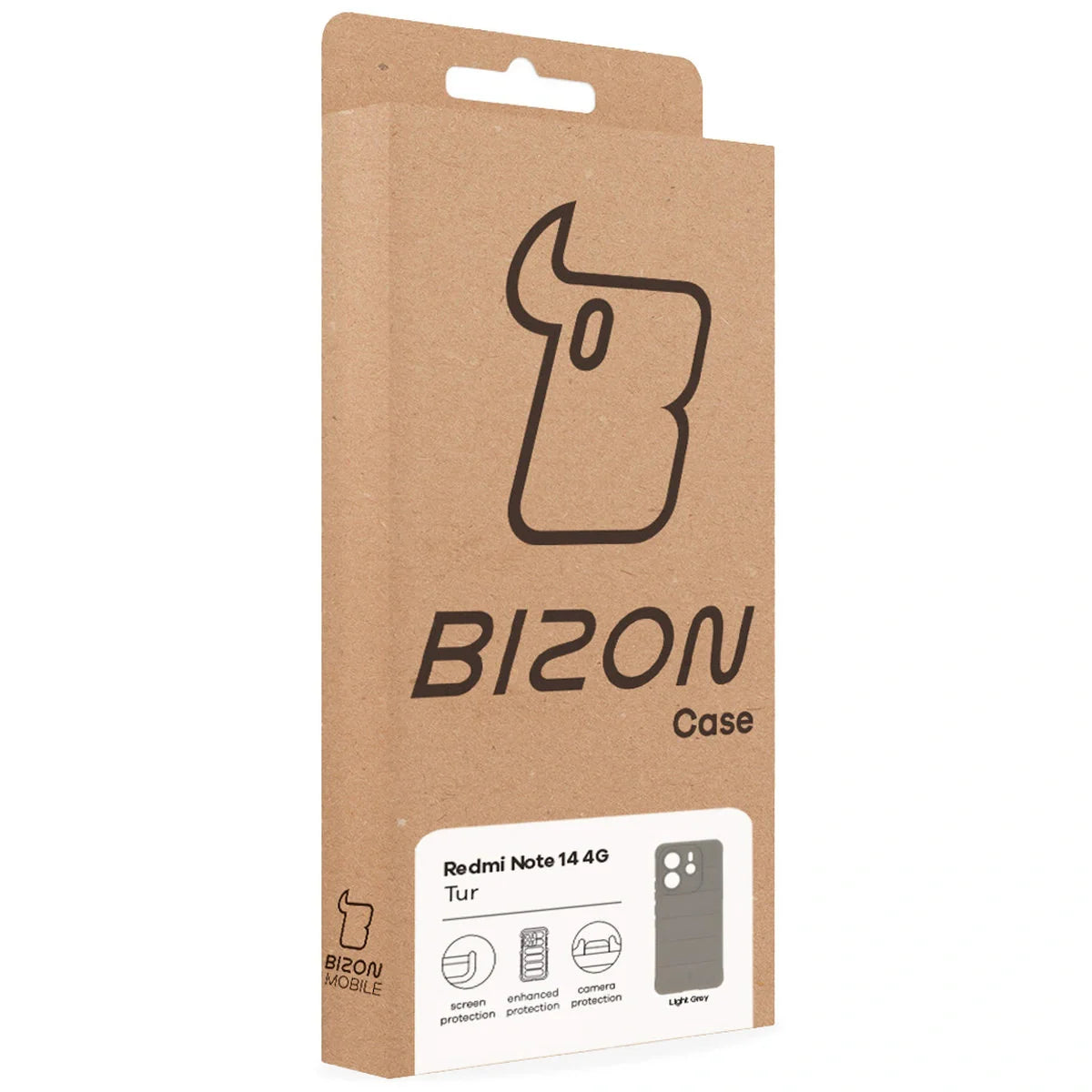 Robuste Handyhülle für Xiaomi Redmi Note 14 4G, Bizon Case Tur, Hellgrau