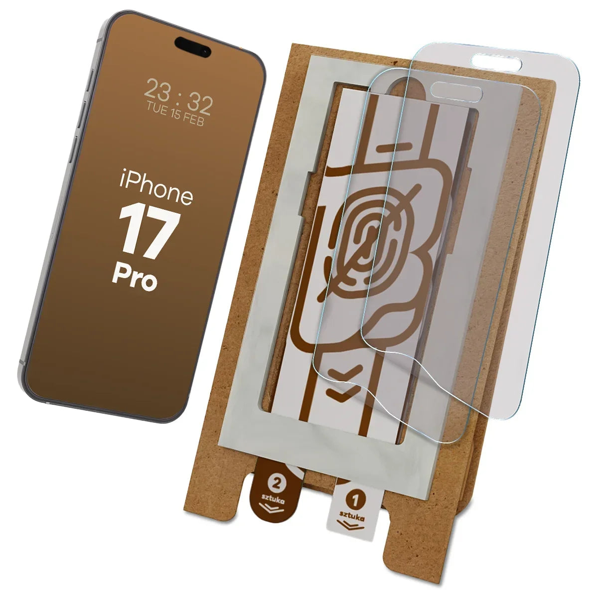 2x Matte Folie mit dem umweltfreundlichen Applikator für iPhone 17 Pro, Bizon Eplikator Film Matte (1/5)