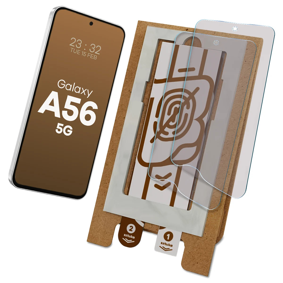 2x Matte Folie mit dem umweltfreundlichen Applikator für Galaxy A56 5G, Bizon Eplikator Film Matte (1/5)