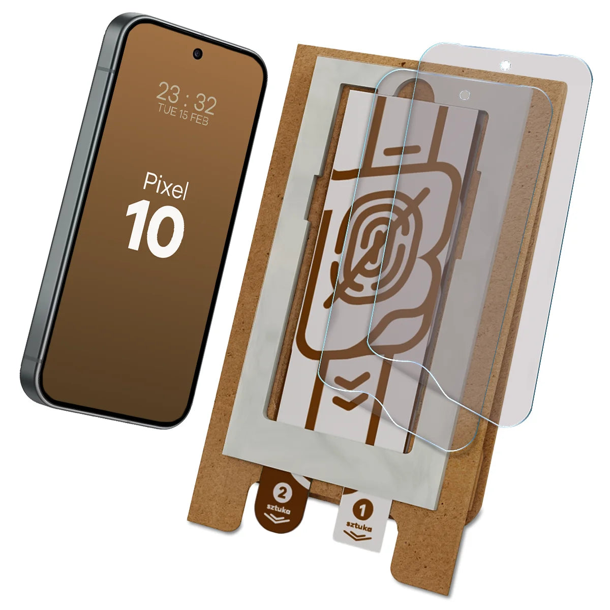 2x Matte Folie mit dem umweltfreundlichen Applikator für Google Pixel 10, Bizon Eplikator Film Matte (1/5)