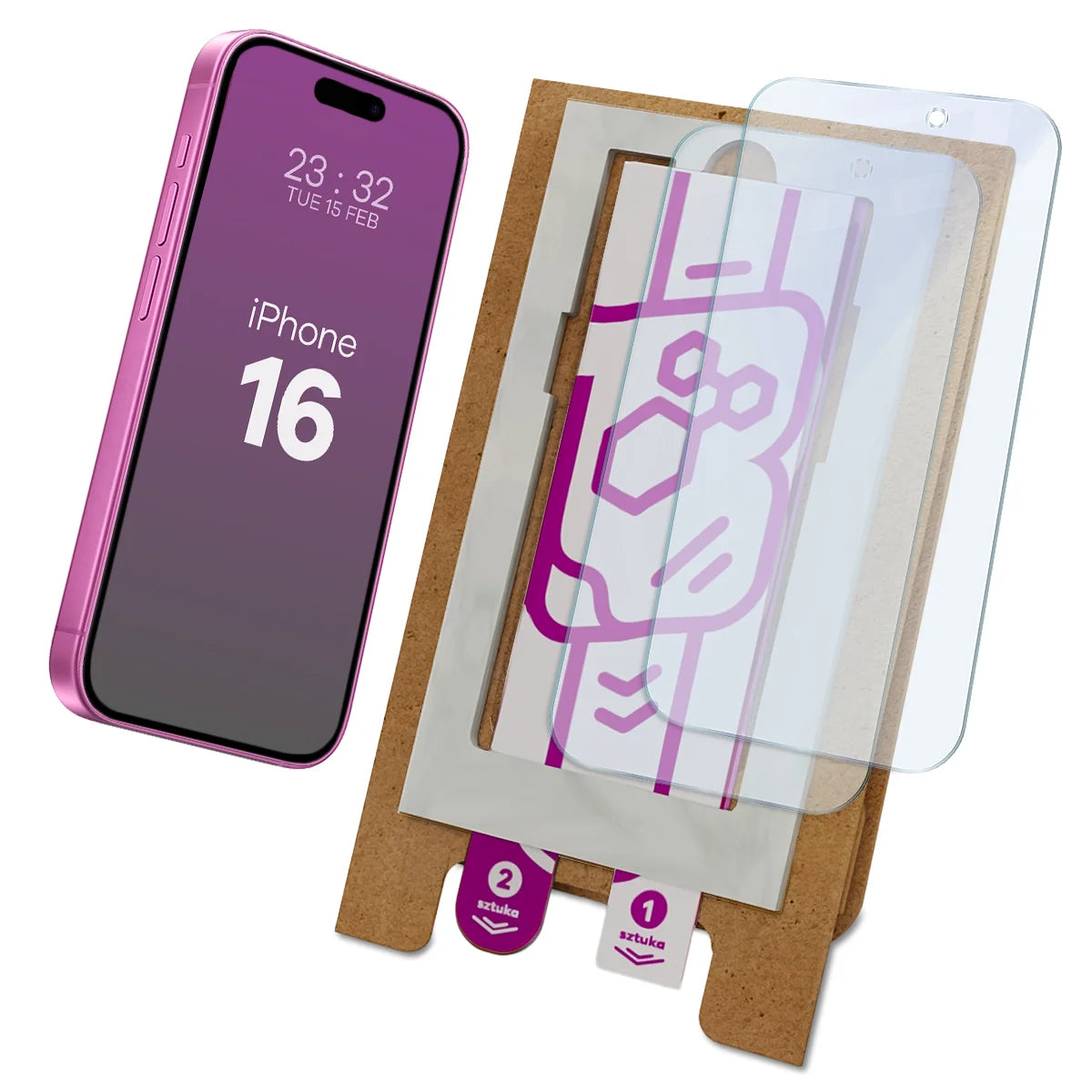 2x Hybridglas mit dem umweltfreundlichen Applikator für iPhone 16, Bizon Eplikator Hybrid Mule (1/5)