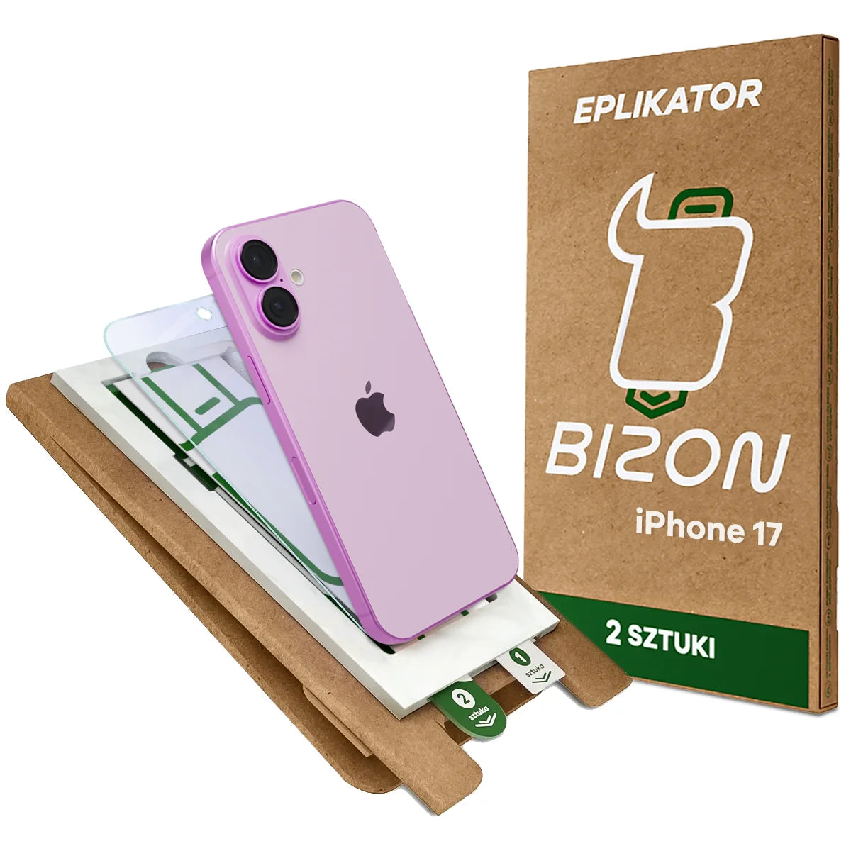 2x Hybridglas mit dem umweltfreundlichen Applikator für iPhone 17, Bizon Eplikator Hybrid Mule (1/5)
