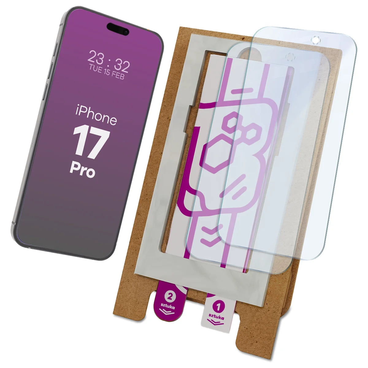 2x Hybridglas mit dem umweltfreundlichen Applikator für iPhone 17 Pro, Bizon Eplikator Hybrid Mule (1/5)