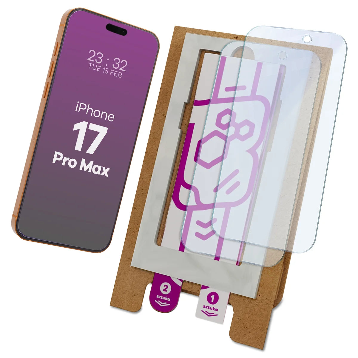 2x Hybridglas mit dem umweltfreundlichen Applikator für iPhone 17 Pro Max, Bizon Eplikator Hybrid Mule (1/5)