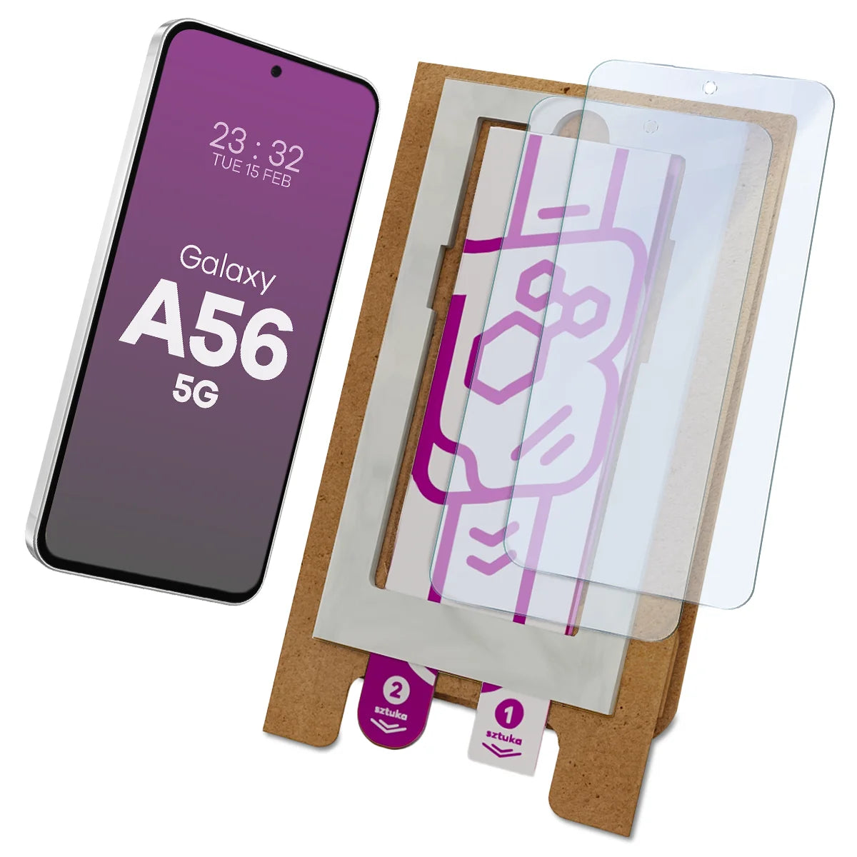 2x Hybridglas mit dem umweltfreundlichen Applikator für Galaxy A56 5G, Bizon Eplikator Hybrid Mule (1/5)