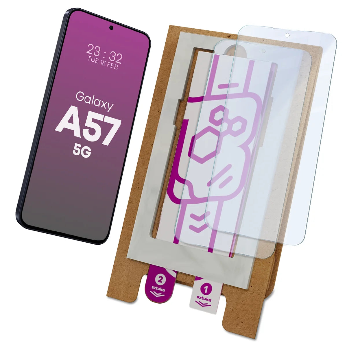 2x Hybridglas mit dem umweltfreundlichen Applikator für Galaxy A57 5G, Bizon Eplikator Hybrid Mule (1/5)