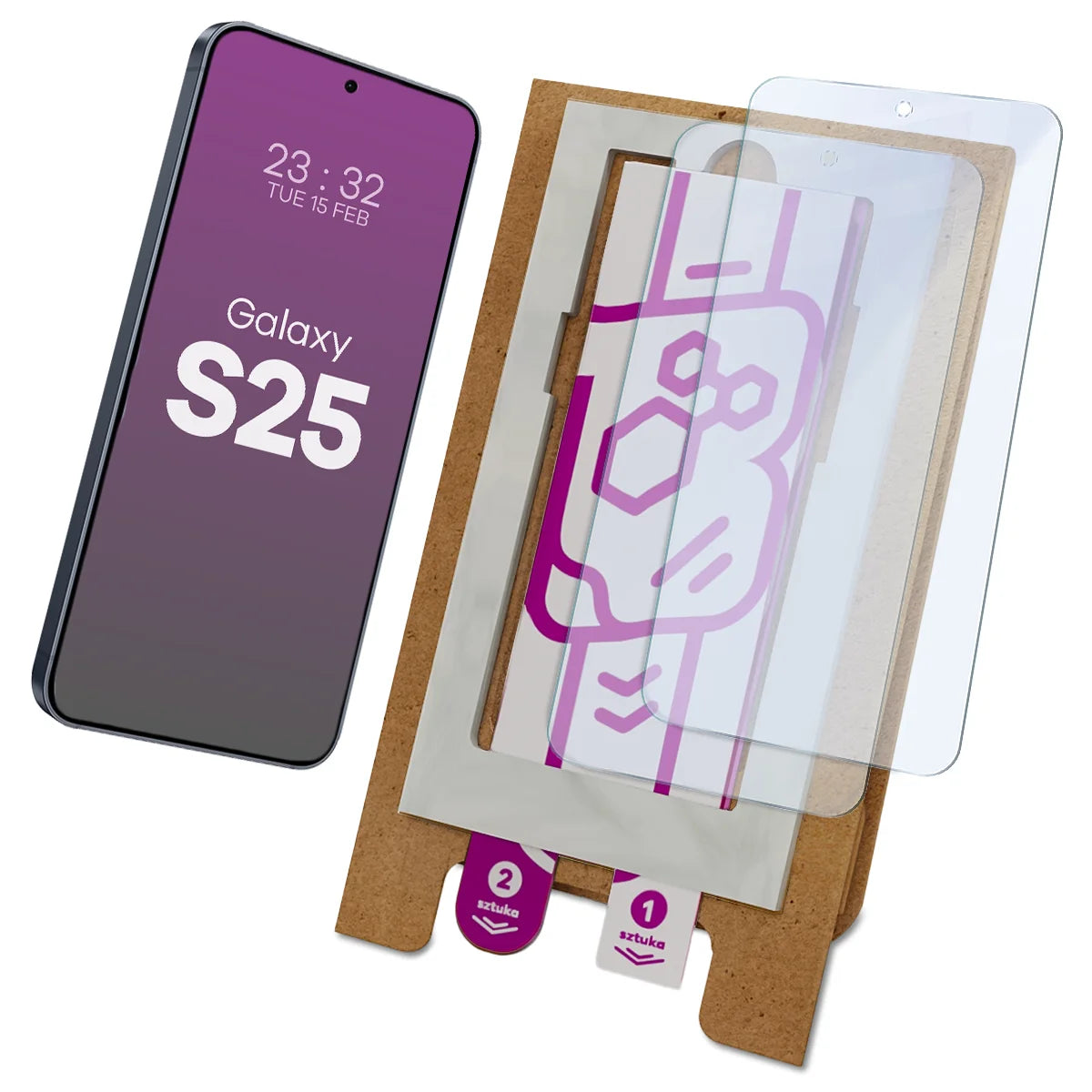 2x Hybridglas mit dem umweltfreundlichen Applikator für Galaxy S25, Bizon Eplikator Hybrid Mule (1/5)