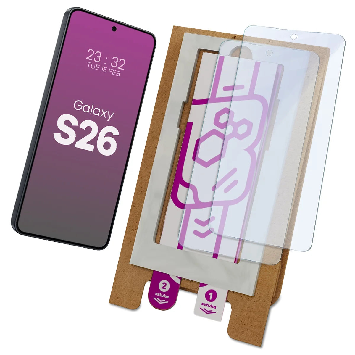2x Hybridglas mit dem umweltfreundlichen Applikator für Galaxy S26, Bizon Eplikator Hybrid Mule (1/5)