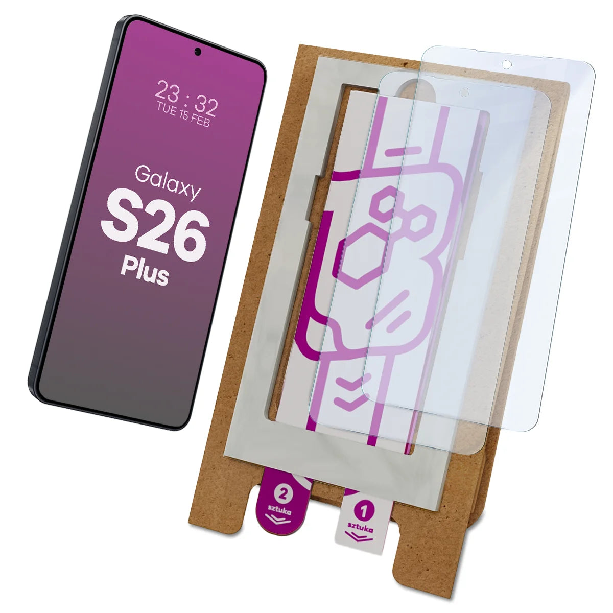 2x Hybridglas mit dem umweltfreundlichen Applikator für Galaxy S26 Plus, Bizon Eplikator Hybrid Mule (1/5)