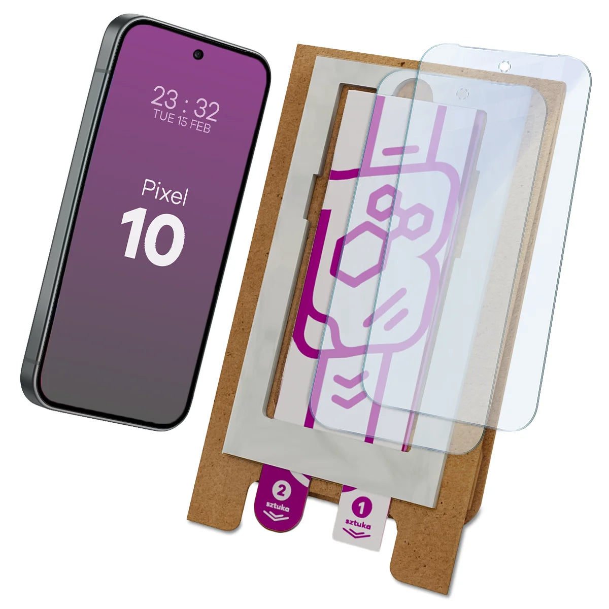 2x Hybridglas mit dem umweltfreundlichen Applikator für Google Pixel 10, Bizon Eplikator Hybrid Mule (1/5)