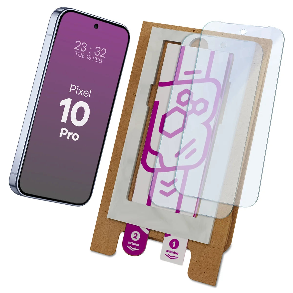 2x Hybridglas mit dem umweltfreundlichen Applikator für Google Pixel 10 Pro, Bizon Eplikator Hybrid Mule (1/5)