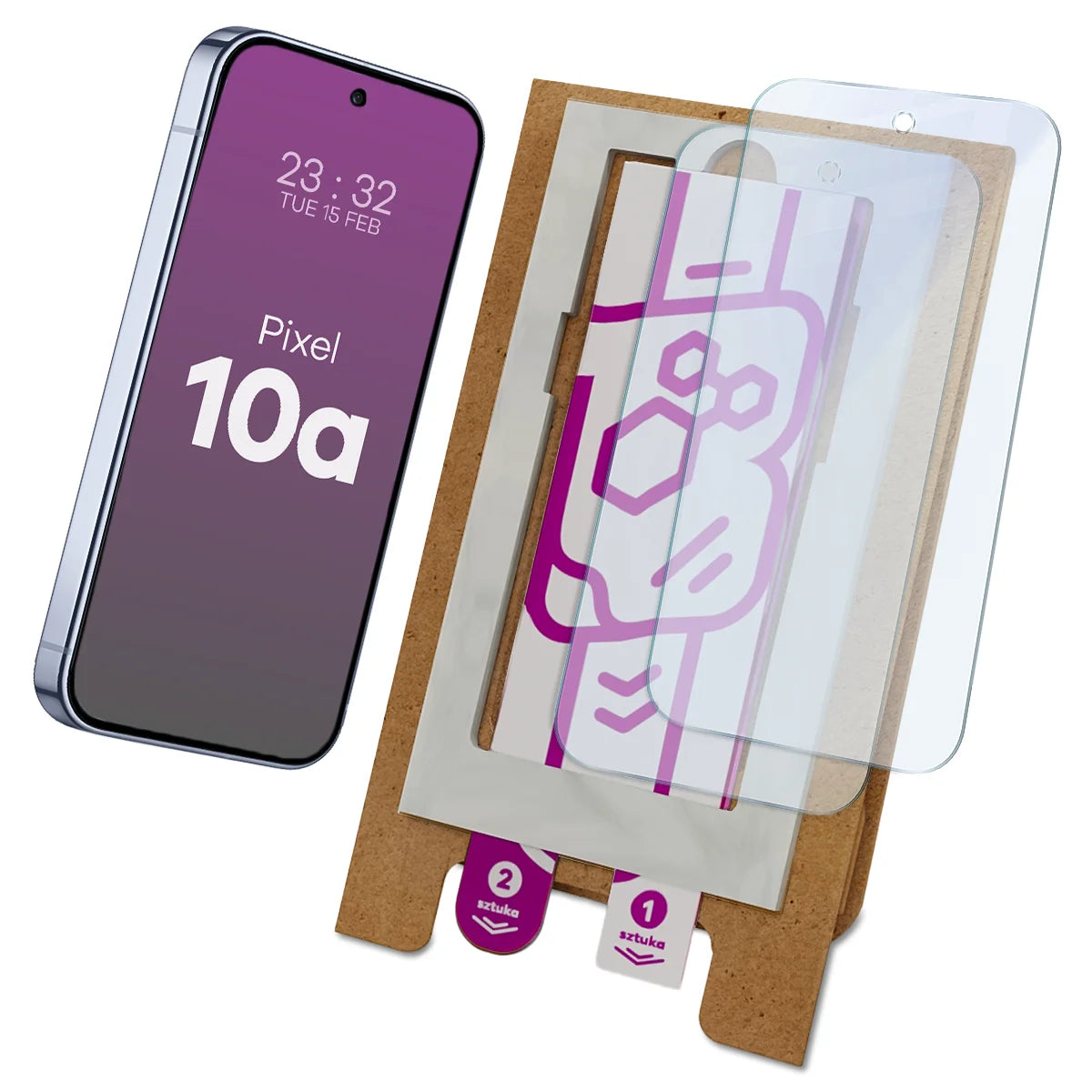 2x Hybridglas mit dem umweltfreundlichen Applikator für Google Pixel 10a, Bizon Eplikator Hybrid Mule (1/5)