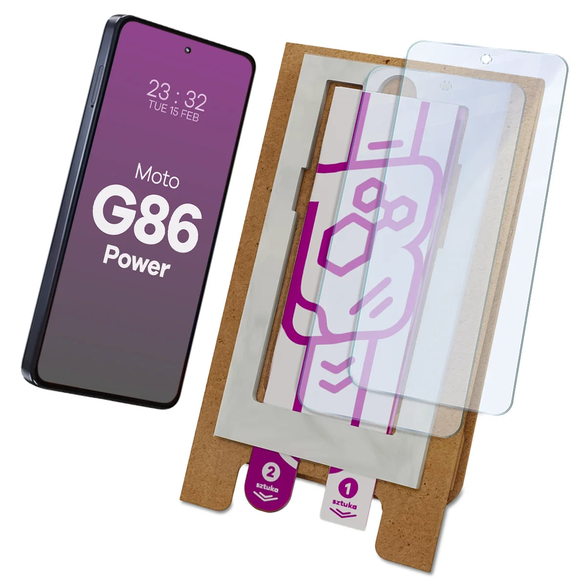 2x Hybridglas mit dem umweltfreundlichen Applikator für Motorola Moto G86 Power 5G, Bizon Eplikator Hybrid Mule (1/5)