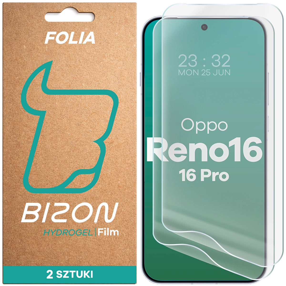 Hydrogel Folie für den Bildschirm für Oppo Reno16 / Reno16 Pro 5G, Bizon Film Hydrogel Front Duo, 2 Stück