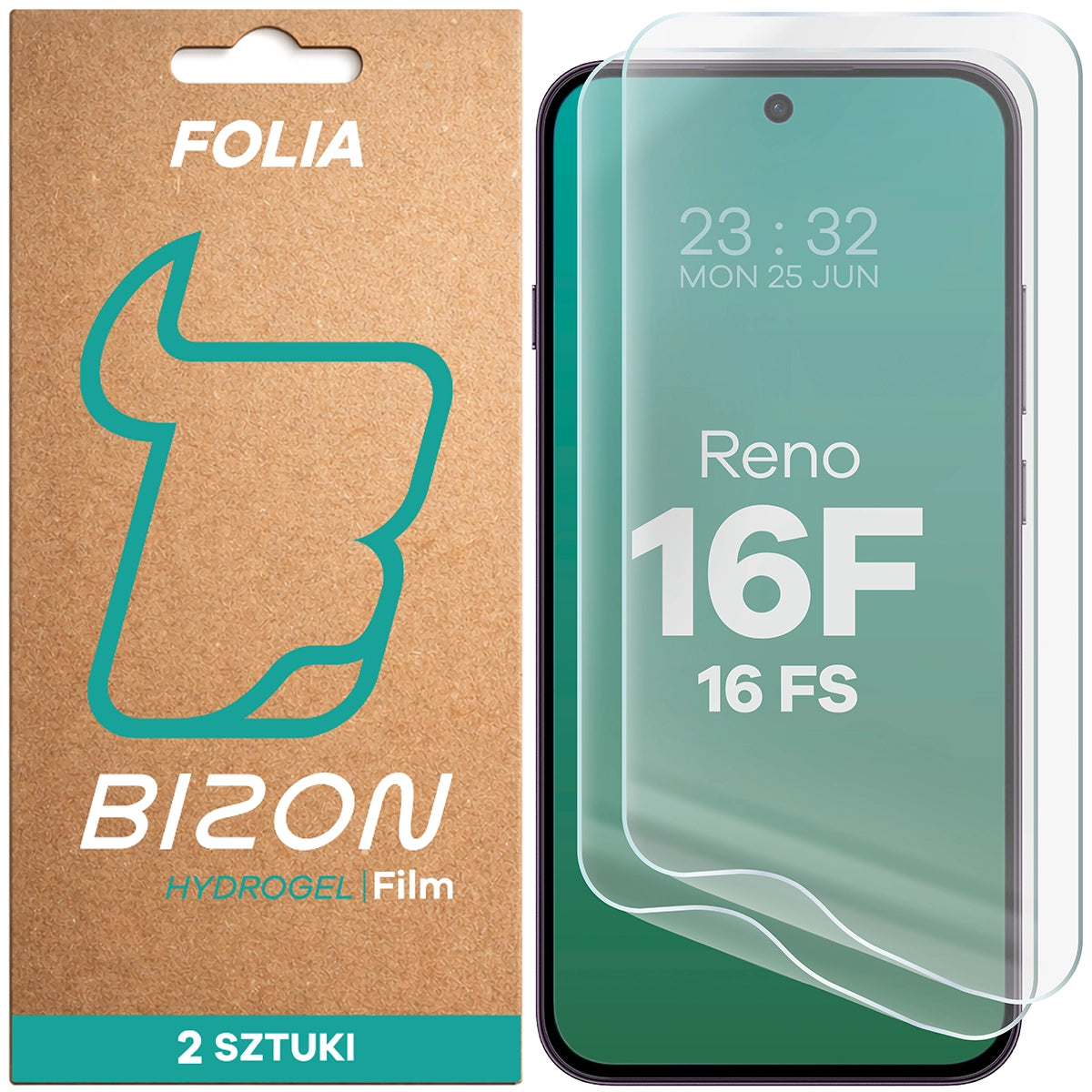 Hydrogel Folie für den Bildschirm für Oppo Reno16 F / Reno16 FS 5G, Bizon Film Hydrogel Front Duo, 2 Stück