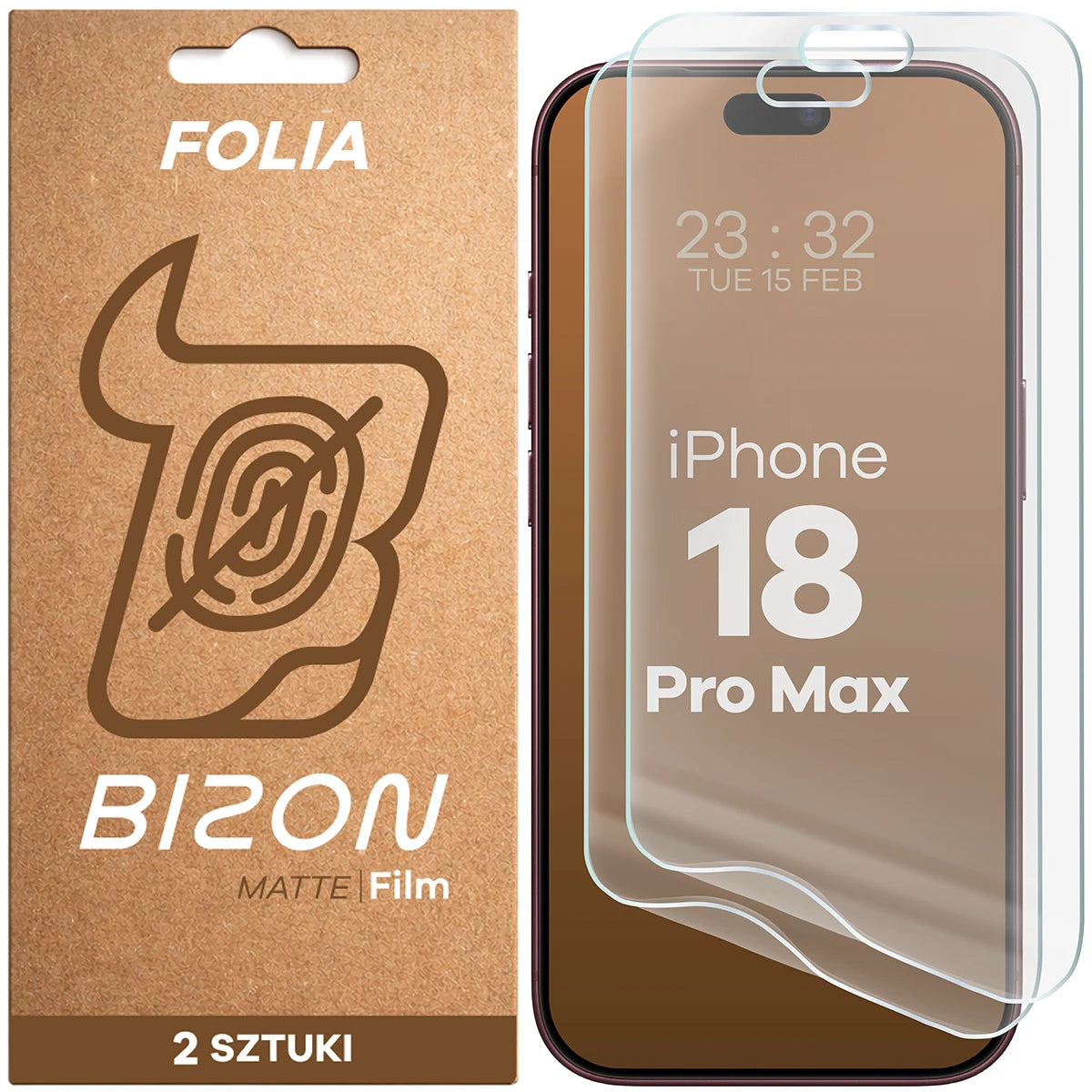 Matte Folie für iPhone 18 Pro Max, Bizon Film Matte Duo, 2 Stück (1/5)