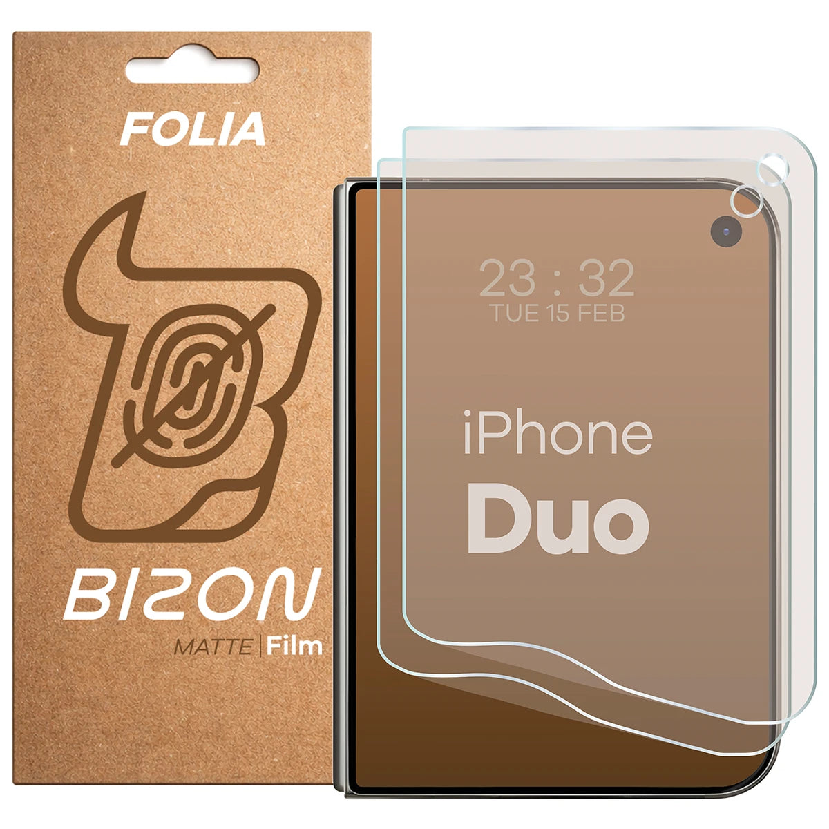 Matte Folie für iPhone Duo, Bizon Film Matte Duo, 2 Stück (1/5)