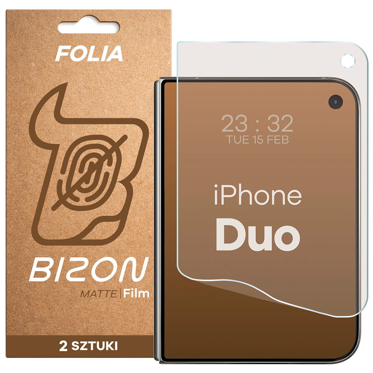Matte Folie für iPhone Duo, Bizon Film Matte Duo, 2 Stück (1/5)