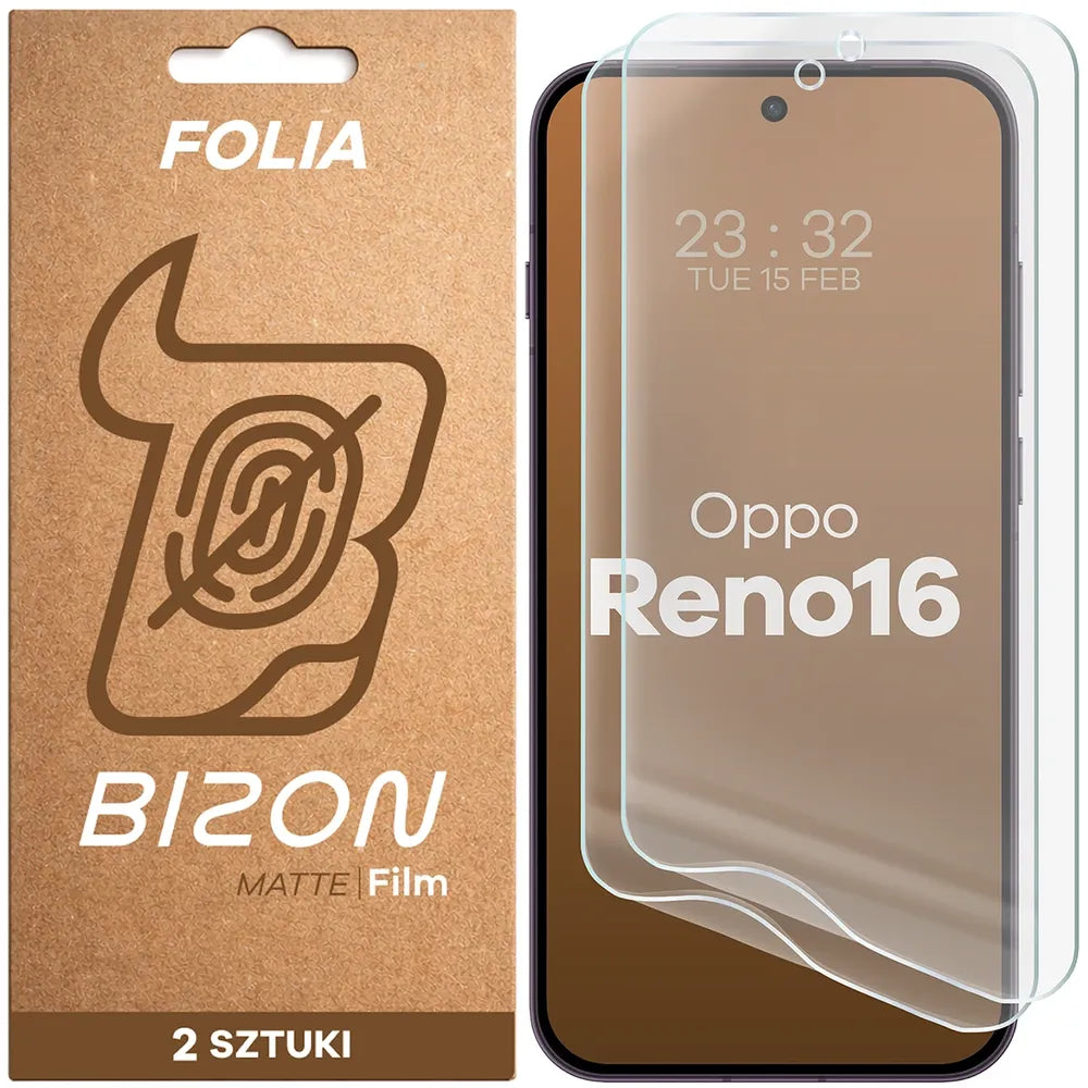 Matte Folie für OPPO Reno16, Bizon Film Matte Duo, 2 Stück (1/5)