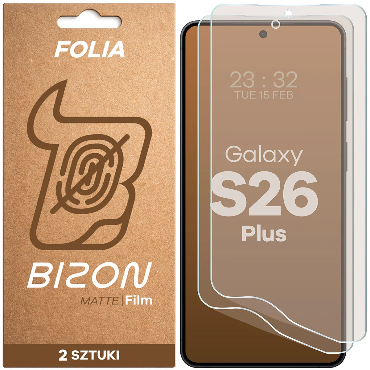 Matte Folie für Galaxy S26 Plus, Bizon Film Matte Duo, 2 Stück