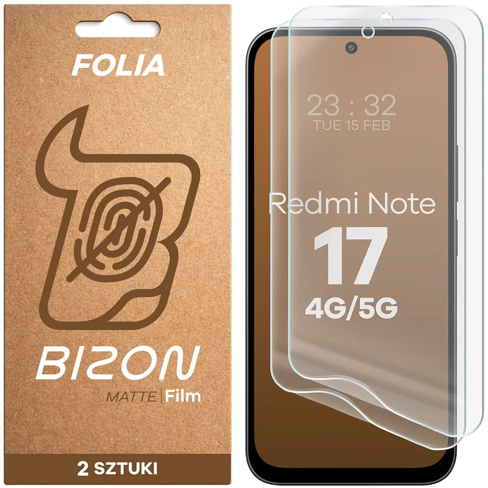 Matte Folie für Xiaomi Redmi Note 17 4G/5G, Bizon Film Matte Duo, 2 Stück (1/5)
