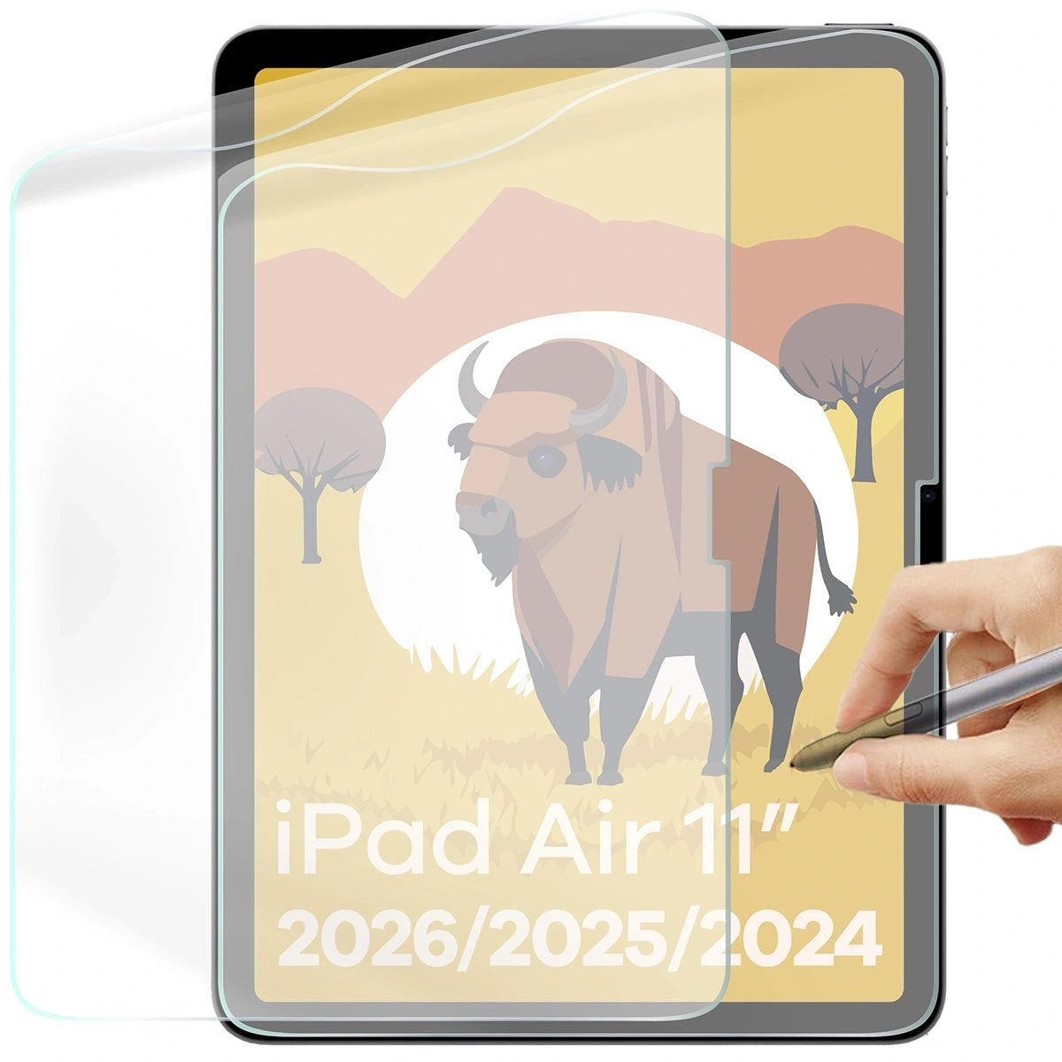 Papierimitationsfolie für iPad Air 11" M4/M3/M2, Bizon Film Tab Papirus Duo, 2 Stück