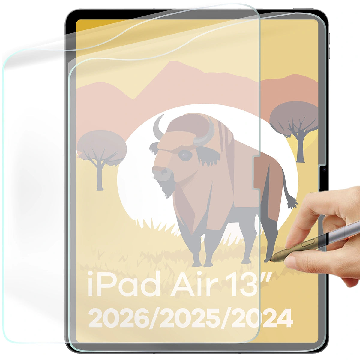 Papierimitationsfolie für iPad Air 13" M4/M3/M2, Bizon Film Tab Papirus Duo, 2 Stück