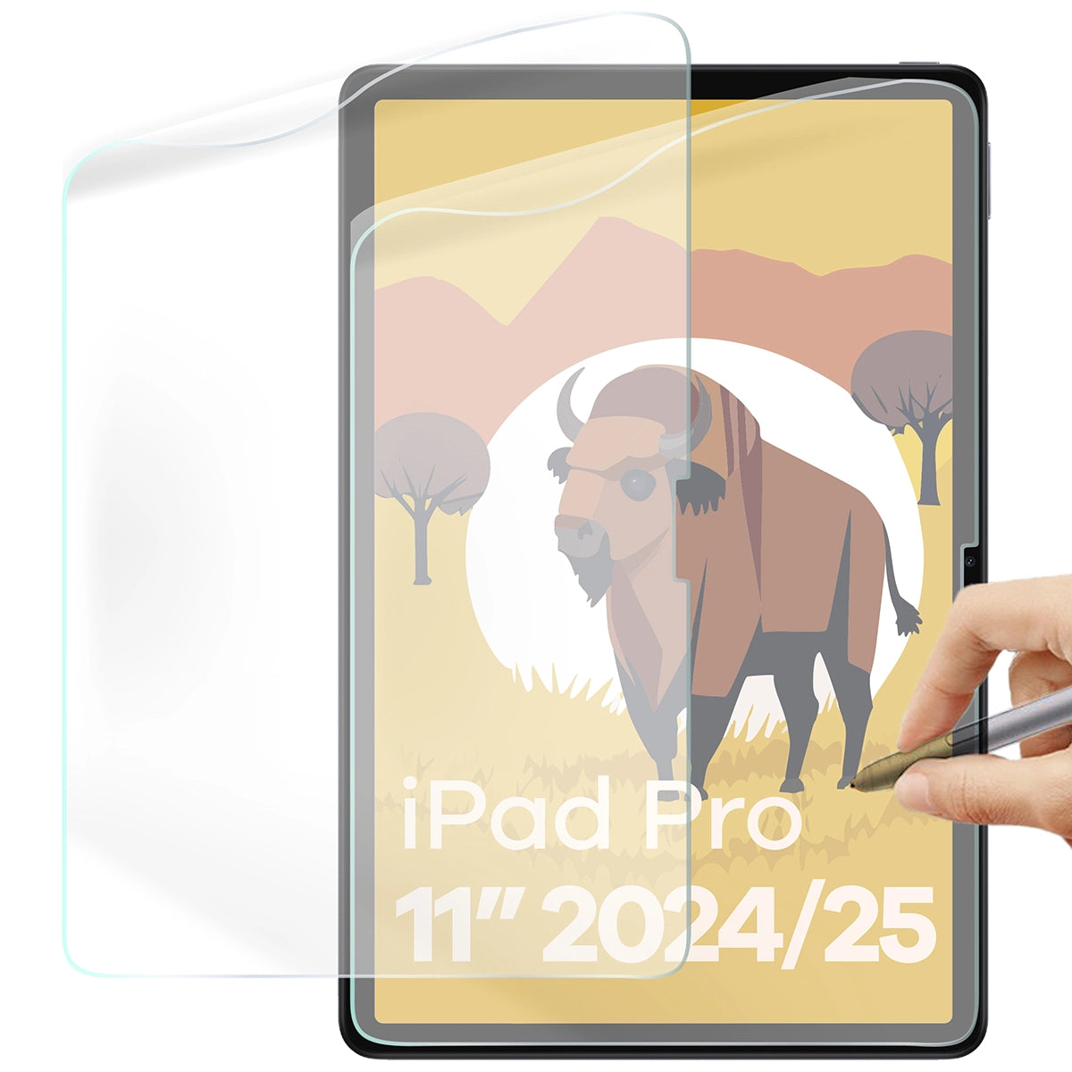 Papierimitationsfolie für iPad Pro 11" 2025 / 2024, Bizon Film Tab Papirus Duo, 2 Stück