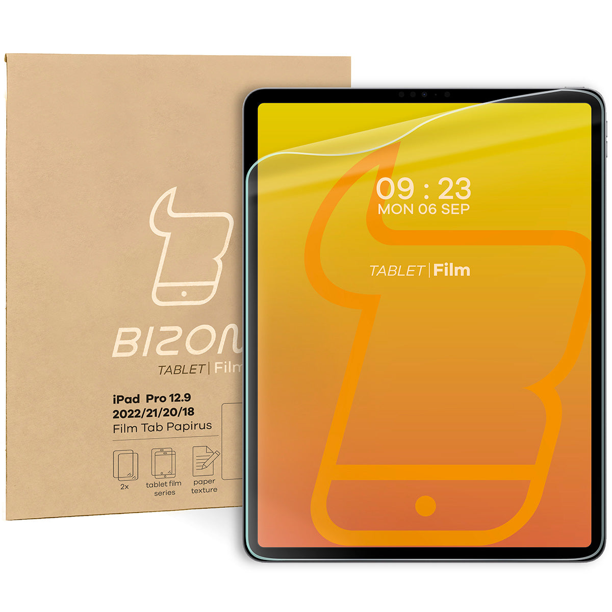 Papierimitationsfolie für iPad Pro 12.9 2022/2021/2020/2018, Bizon Film Tab Papirus, 2 Stück